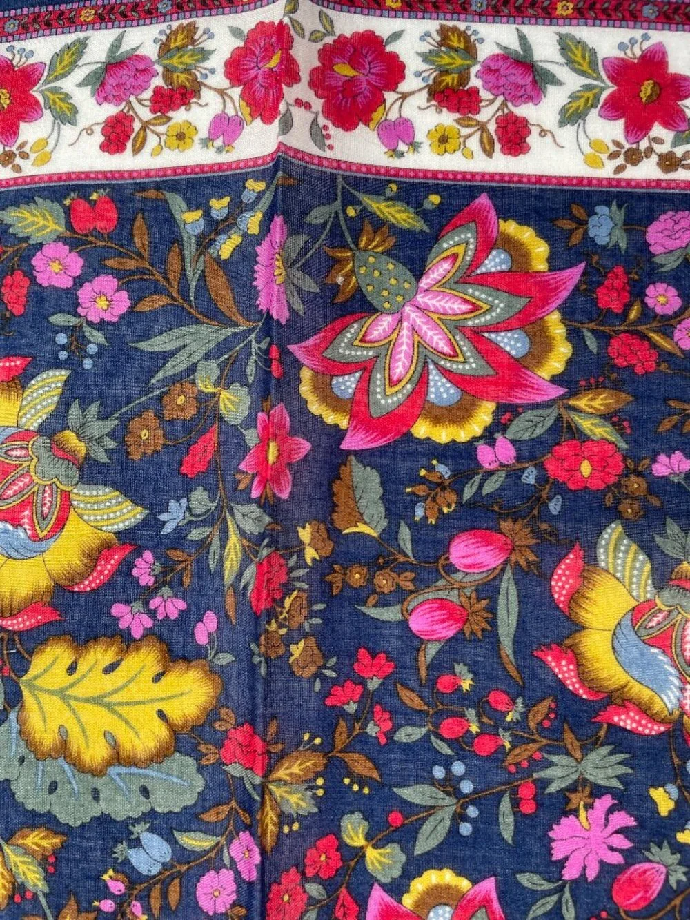 Vintage Yves Saint Laurent Floral Cotton Scarf